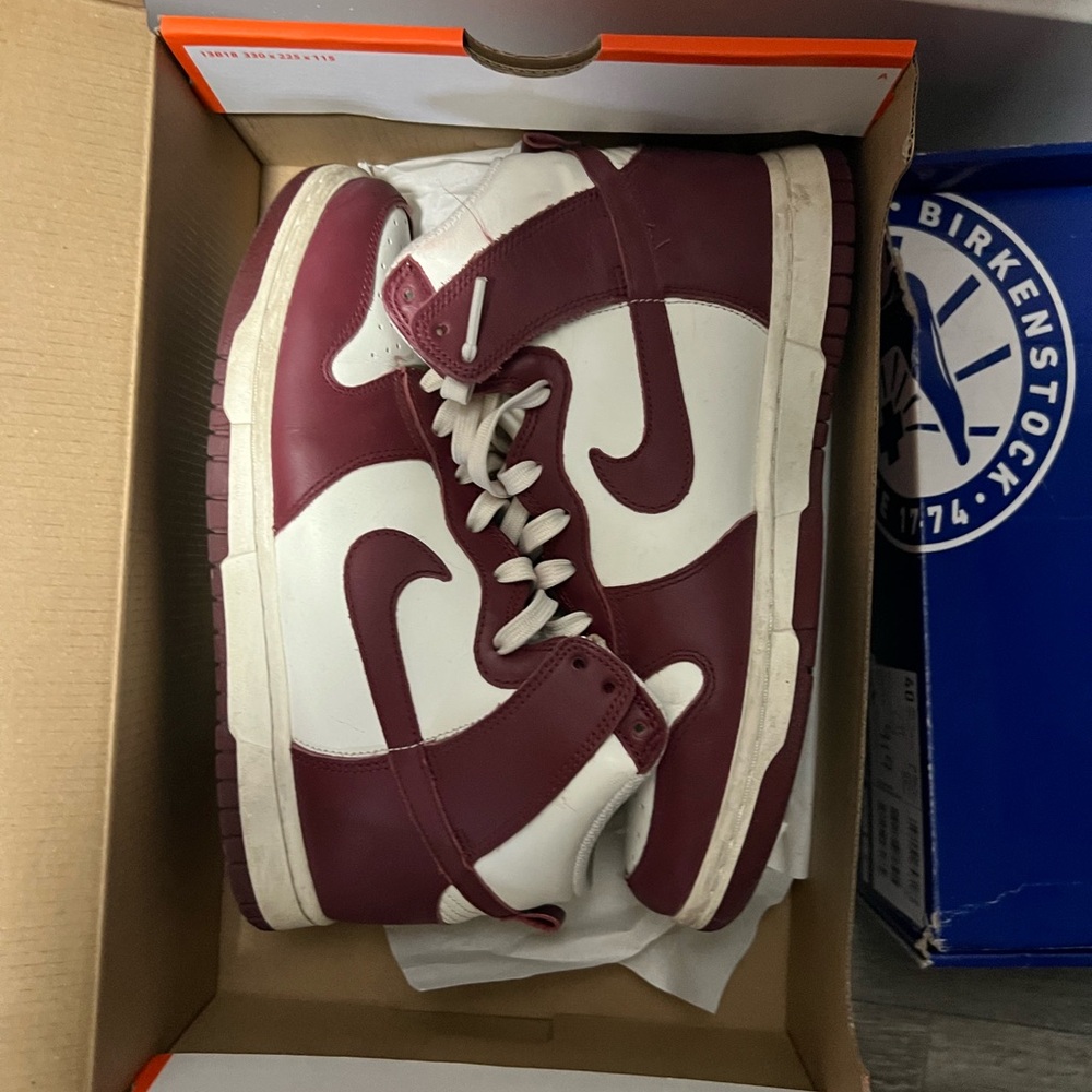 Nike Men's High-Top Sneakers - Maroon and White